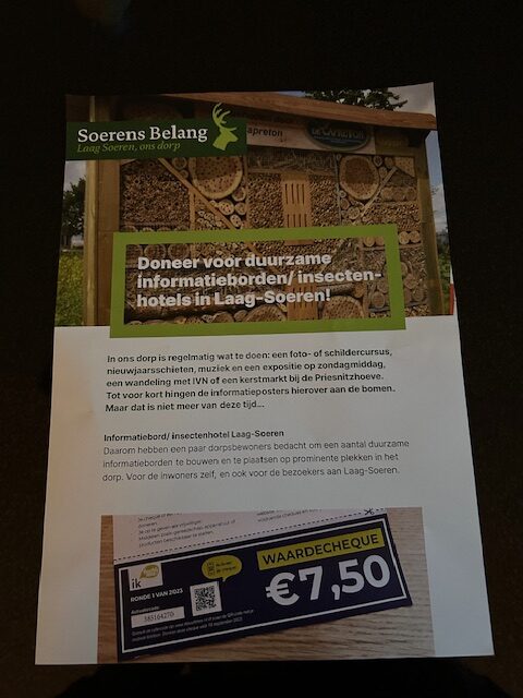 Doneer voor duurzame informatieborden/insectenhotels in Laag Soeren