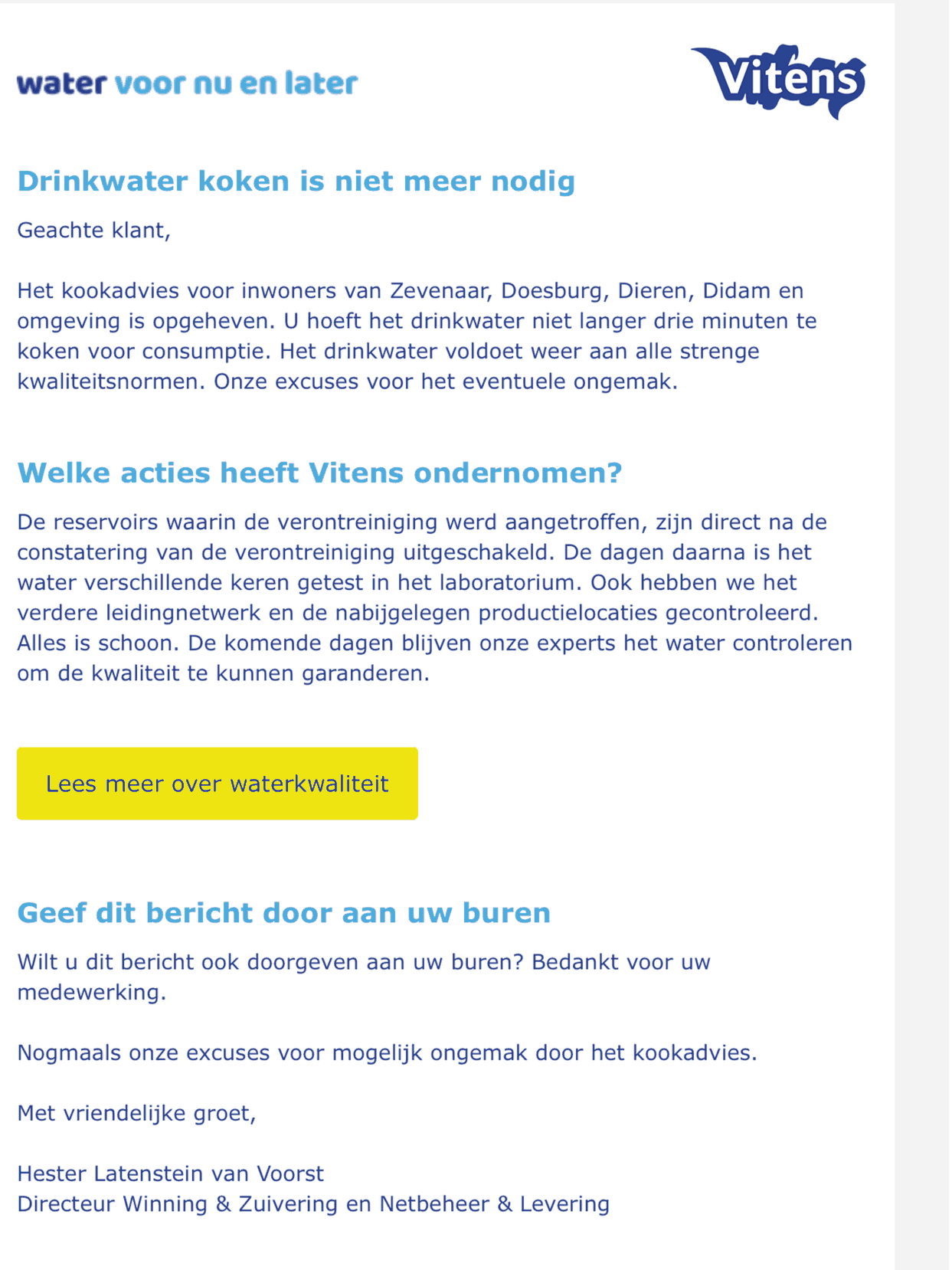 Kook advies water opgeheven per 21 mei 19.25 uur